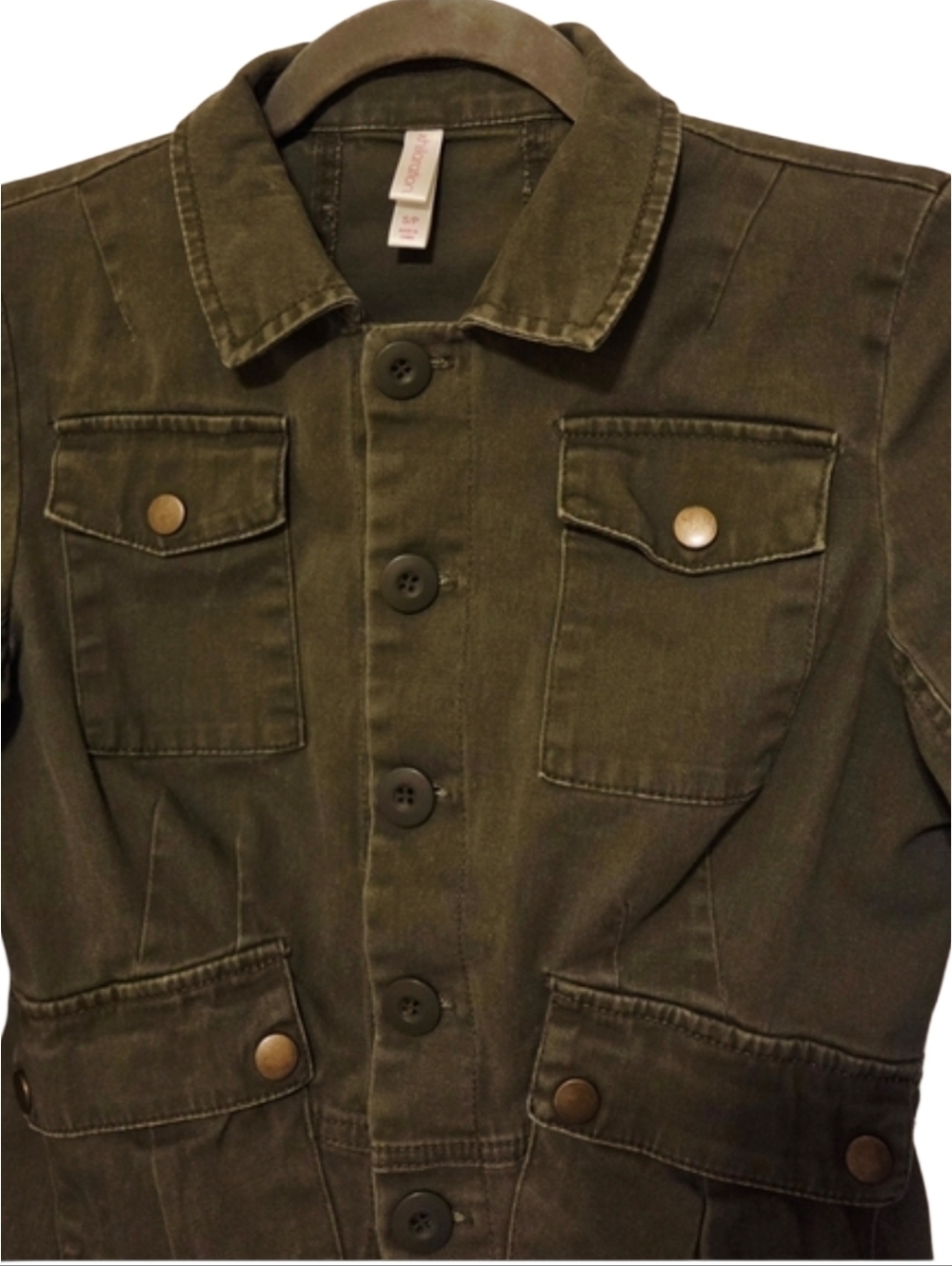 Womens Green Denim Short Jacket
